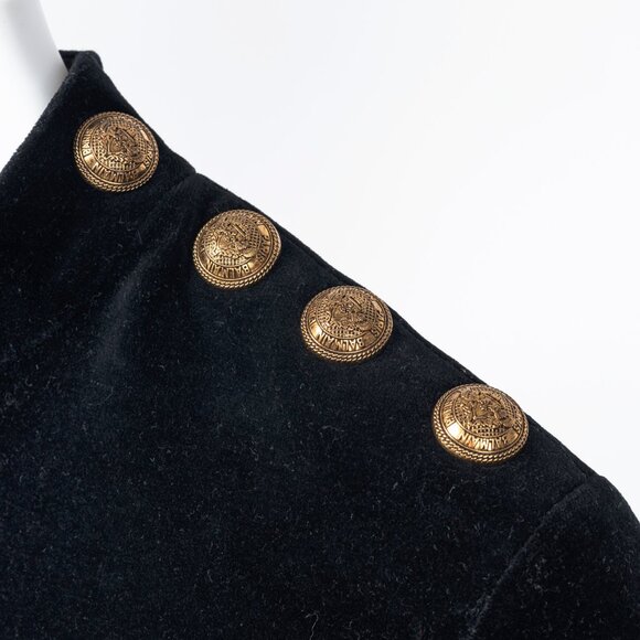 Balmain Black & White Striped Velvet Long-Sleeve Mini Dress - Picture 7 of 14